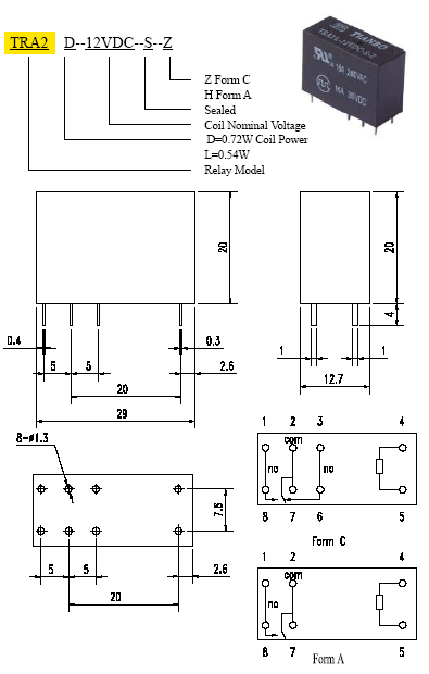 Реле TIANBO TRA2-D-12VDC-SZ/ РЭК51(00-01)