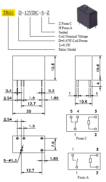 Реле TIANBO TRG1-D-12VDC-SZ