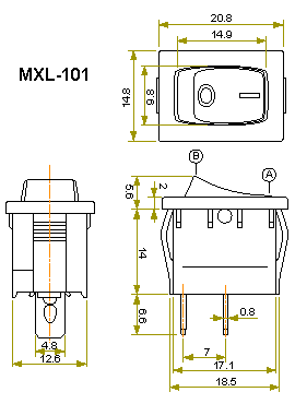  XL MXL-101 Black ON-OFF/ R19A-12BBFBT