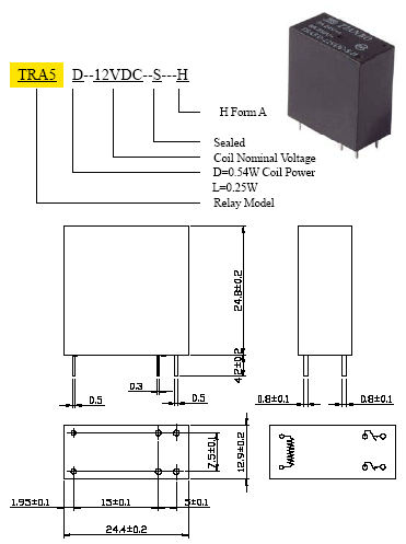 Реле TIANBO TRA5-L-12VDC-SH