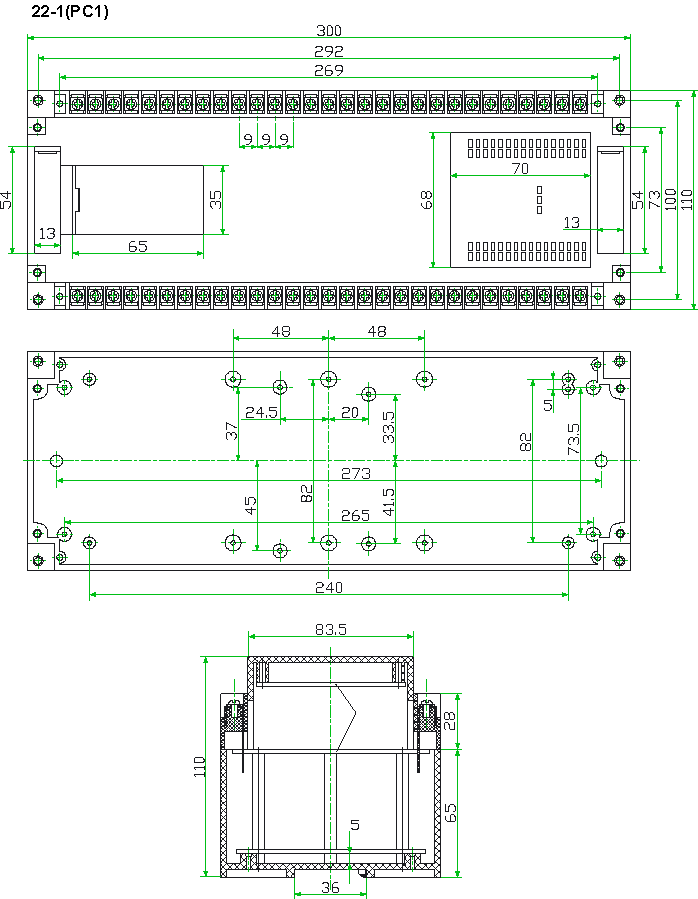 Корпус на DIN-рейку SANHE 22-1-PC1, 300*110*110 мм/ DIN
