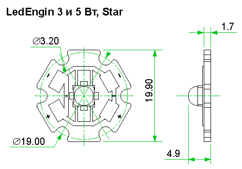Светодиод LEDENGIN LZ1--10R205, star, R deep