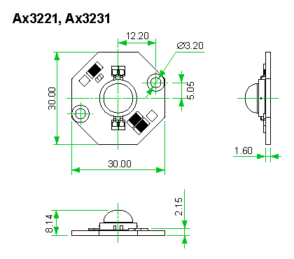 Светодиод SSC AN3221-220B-W1SJOC, WW